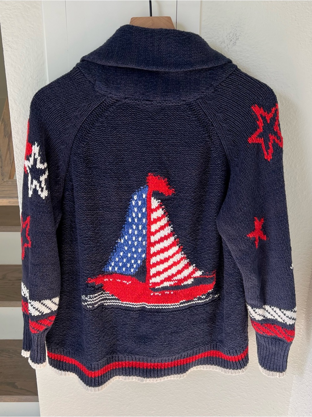 Anthropologie Maeve Sailboat Knit Cardigan in Navy Blue - Picture 4 of 6